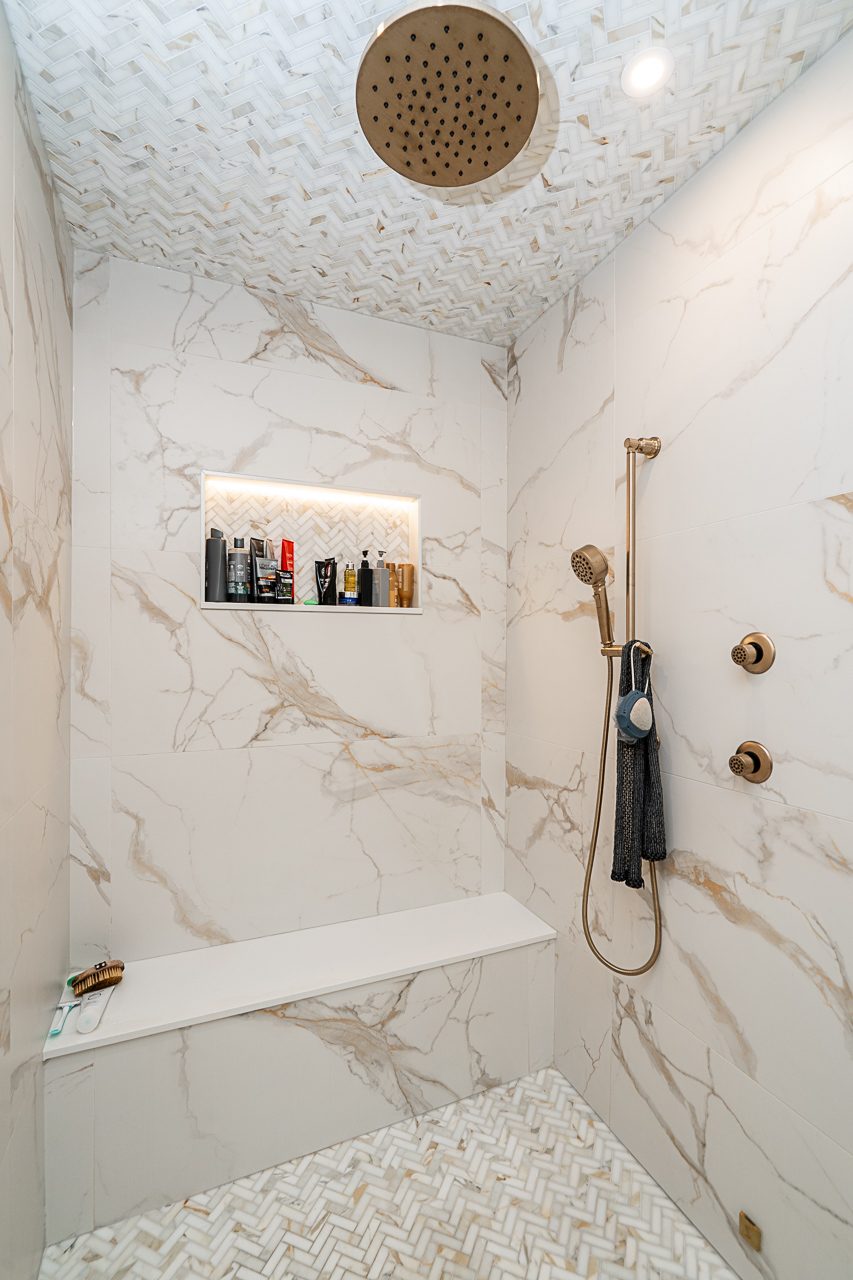 Finished bathroom or main floor renovation, bright and wide